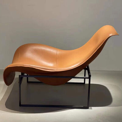 Synthetic Leather Office Building Lounge Chair Nordic Designer Glass Steel Duck Tongue Reception Art Creative Sofa Chair