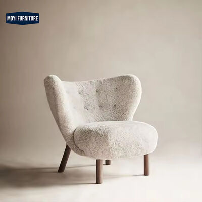 Modern Custom MOYI Single Room Teddy Boucle White Nordic Sofa Arm Chairs Lounge Accent Living Room Seating Chairs