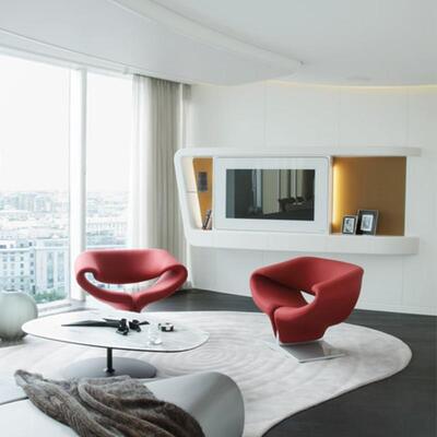 No Electric MOYI Modern Hotel Lobby Lounge Chair Ergonomic Velvet Fabric Upholstery Contemporary Comfortable Armchair
