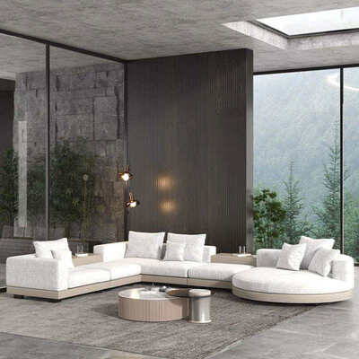 Customized Size MOYI Leather Sofa Set Featuring High Resilience Foam L Shape Design Modern Living Room Furniture Sofas