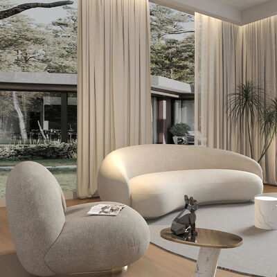 280 70 160cm OEM Accepted Modern White Circle Round Curved Sofa Minimalist Contemporary Boucle Nordic Velvet Half Moon Sofa Set