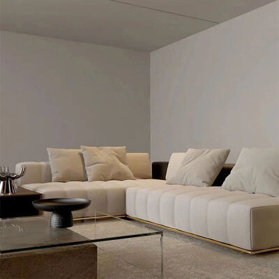 High density and high resilience foam fabric cover modern Italian L shape sectional sofa set luxury leather living room sofas