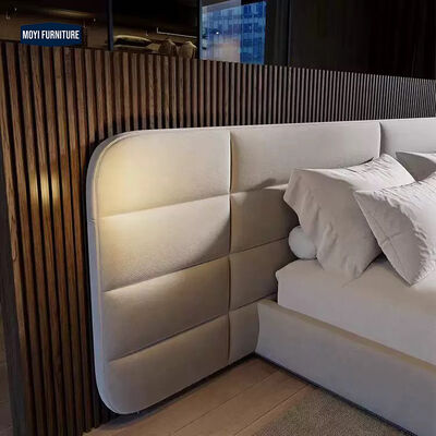 Linen Upholstered Bedroom Furniture Sets Hotel Grade Luxury Modern Villa Bed Double King Size Soft Bed Massage Sample