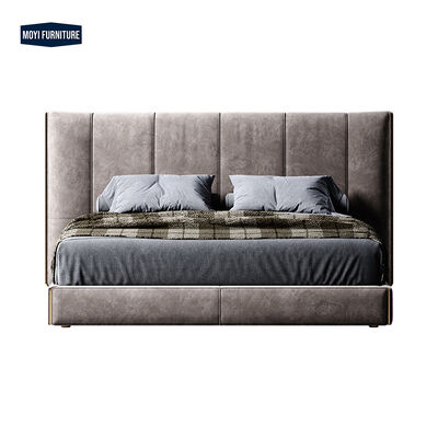 Oak Wood Frame Double Bed Luxury Bedroom Furniture Featuring Modern Style High End King Size Velvet Headboard