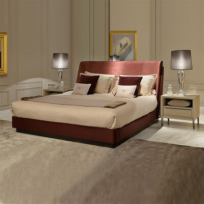 Home Furniture Bedroom Furniture King Size Leather Bed Frame Luxury Double Bed Set Modern Style Panel Type Plywood Nightstand
