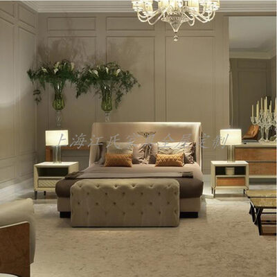 Home Furniture Bedroom Furniture King Size Leather Bed Frame Luxury Double Bed Set Modern Style Panel Type Plywood Nightstand