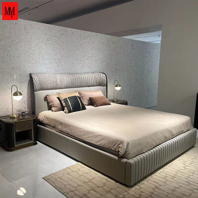 Modern King Size Leather Queen Bed Italian Luxury Bedroom Set Furniture High Density Foam Upholstered Beds Collection