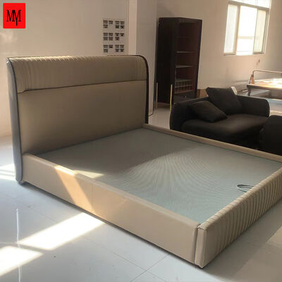 Modern King Size Leather Queen Bed Italian Luxury Bedroom Set Furniture High Density Foam Upholstered Beds Collection