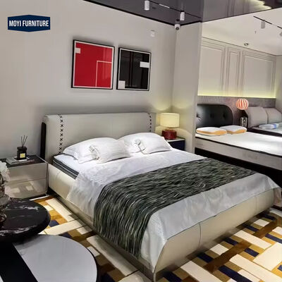Wooden Frame Foam Fabric Modern Luxury Double Upholstered Frame King Size Bed Italian Style Designer Beds Furniture