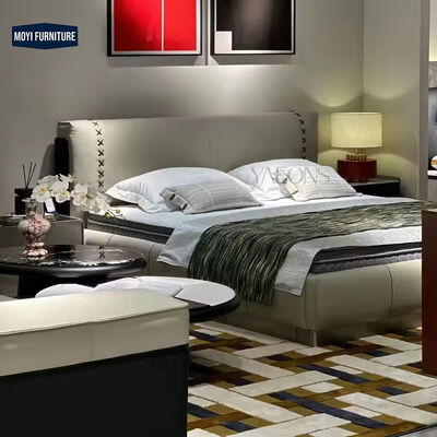 Wooden Frame Foam Fabric Modern Luxury Double Upholstered Frame King Size Bed Italian Style Designer Beds Furniture
