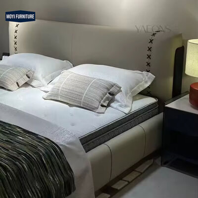 Wooden Frame Foam Fabric Modern Luxury Double Upholstered Frame King Size Bed Italian Style Designer Beds Furniture
