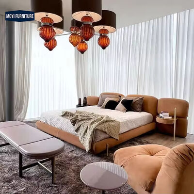 Modern Bedroom Velvet Platform Bed Set Full Size Frame Upholstered Beds King Size Furniture Design