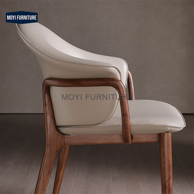 Dining Room Set Solid Wood Chair Leather Upholstery Balcony Hotel Restaurant Dining Chair Simple Retro Wooden Cafe Chair Designer