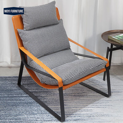 Custom Comfortable Metal Coffee Chairs Nordic Style Single Chairs Linen Cloth Drawing Room Furniture Mail Packing Y