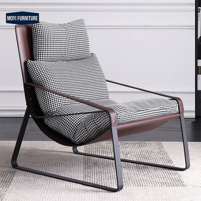Custom Comfortable Metal Coffee Chairs Nordic Style Single Chairs Linen Cloth Drawing Room Furniture Mail Packing Y