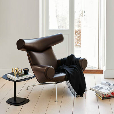 Leather Wood Metal Designer Living Room Chair Luxury Lounge Armchair Modern Sofa Contemporary Wing Back Accent Chair