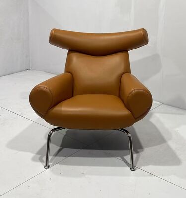 Leather Wood Metal Designer Living Room Chair Luxury Lounge Armchair Modern Sofa Contemporary Wing Back Accent Chair