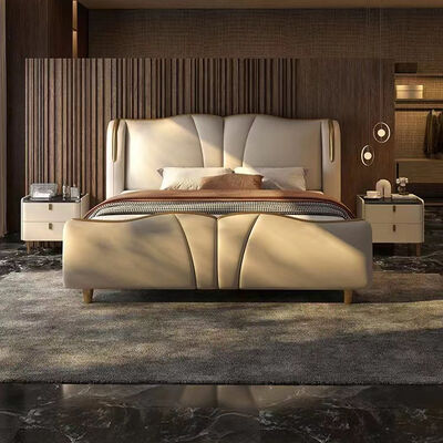 Customized Color MOYI Headboard Leather Modern Double Design Wooden Queen Set Upholstered Bedroom Furniture Set Classic Luxury King Size Bed