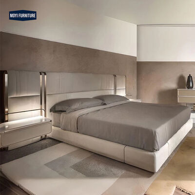 Oak Wooden Bed Frame Modern Headboard Luxury Home Hotel Furniture Italian Bed Single Double Queen King Size Wood Bed