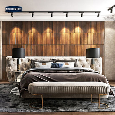 Soft Bed Comfortable Italian Luxury Bedroom Furniture Set Full Size Bed Frame with Fancy Led Light and Marble Modern Beds