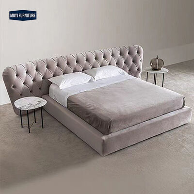 Soft Bed Comfortable Italian Luxury Bedroom Furniture Set Full Size Bed Frame with Fancy Led Light and Marble Modern Beds