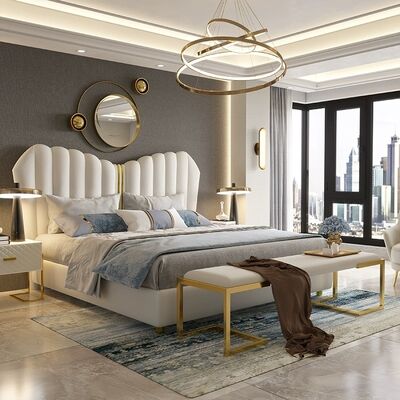 Mail Packing King Size Upholstered Bed with Solid Wood Frame Modern Luxury Bedroom Furniture Collection