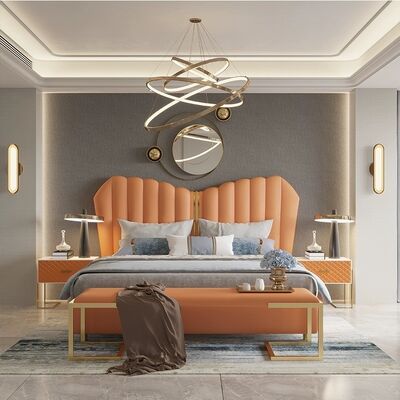 Mail Packing King Size Upholstered Bed with Solid Wood Frame Modern Luxury Bedroom Furniture Collection