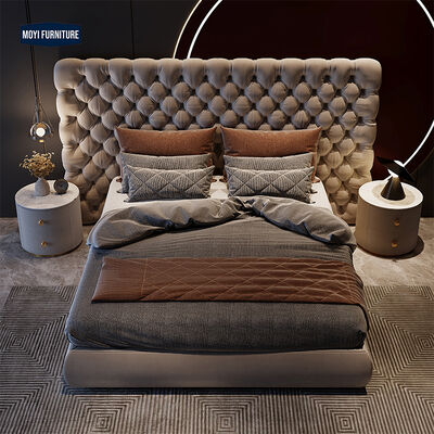 Velvet Italian Beds Genuine Leather Royal King Queen Tufted Bed Frame Bedroom Furniture Set Featuring Mail Packing Y