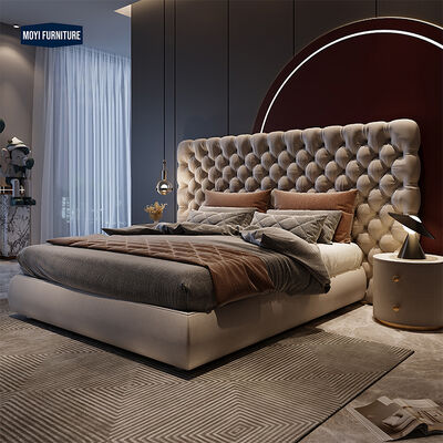 Velvet Italian Beds Genuine Leather Royal King Queen Tufted Bed Frame Bedroom Furniture Set Featuring Mail Packing Y
