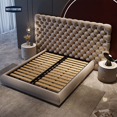 Velvet Italian Beds Genuine Leather Royal King Queen Tufted Bed Frame Bedroom Furniture Set Featuring Mail Packing Y