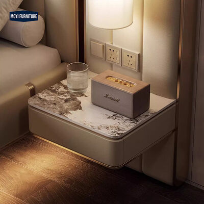 Modern Customized Size Double King Size Italian Bedroom Furniture Set Leather Upholstery Metal Frame Suitable Hotel Home