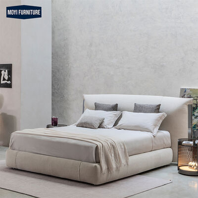 Oak wood bedroom set Italian hotel latest designer double bed modern leather frame king size luxurious furniture design