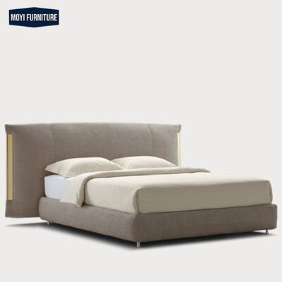 Oak wood bedroom set Italian hotel latest designer double bed modern leather frame king size luxurious furniture design