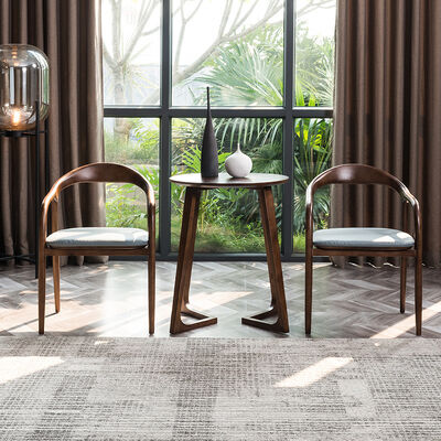 Dining Room Set Vintage Walnut Nordic Solid Wood Dining Chair Leather Luxury Wooden Chairs Modern Room Dining Table Seating
