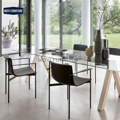 Dining Chair Featuring Modern Black Upholstered Saddle Leather Metal Frame Italian Living Room Furniture Mail Packing Y