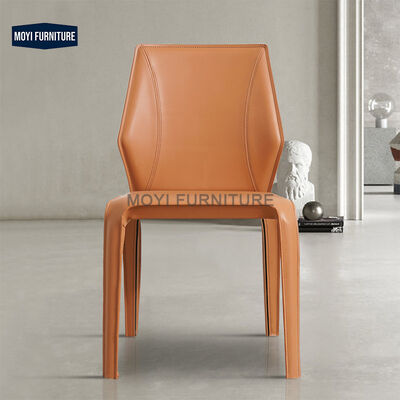 Modern Dinner Chair CUSTOM French Style Retro Leather Dining Chair Metal Hotel Dining Room Furniture Comfortable Seating