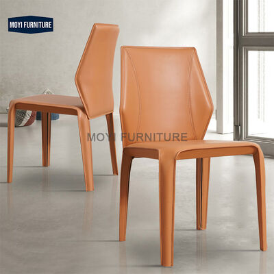 Modern Dinner Chair CUSTOM French Style Retro Leather Dining Chair Metal Hotel Dining Room Furniture Comfortable Seating