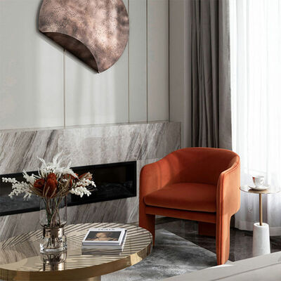 Accent Style Modern Single Sofa Chair Featuring Velvet Fabric and Metal Frame Suitable for Dining Bedroom Casual Business