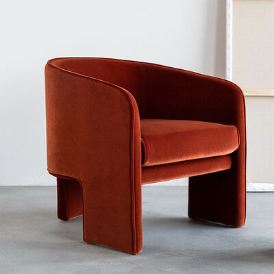 Accent Style Modern Single Sofa Chair Featuring Velvet Fabric and Metal Frame Suitable for Dining Bedroom Casual Business