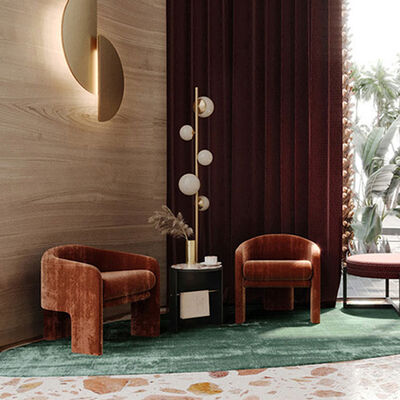 Accent Style Modern Single Sofa Chair Featuring Velvet Fabric and Metal Frame Suitable for Dining Bedroom Casual Business