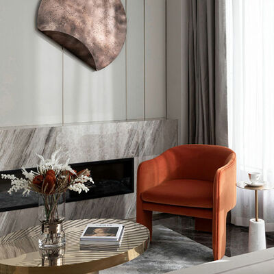 Accent Style Modern Single Sofa Chair Featuring Velvet Fabric and Metal Frame Suitable for Dining Bedroom Casual Business