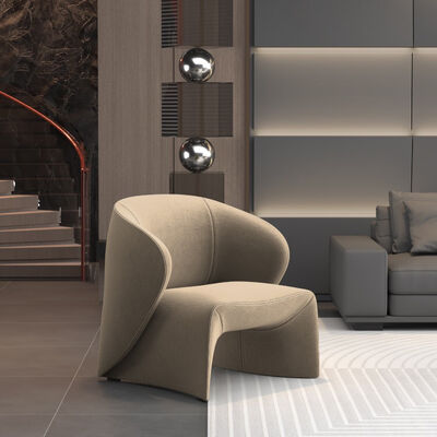 Fabric White Velvet Modern Comfortable Lounge Accent Chair Recliner Armchair Sofa Hotel Apartment Casual Living Room