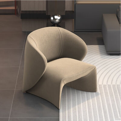Fabric White Velvet Modern Comfortable Lounge Accent Chair Recliner Armchair Sofa Hotel Apartment Casual Living Room