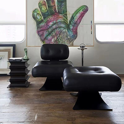 Arm Chair Modern Metal Legs Leather Cushion Lounge Chair and Ottoman Stylish Furniture for Living Room