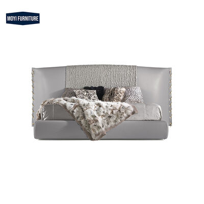 Soft Bed Modern Upholstered Frame King Bed Luxury Italian Leather Queen Size MOYI Italian 2023 Collection