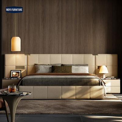 Metal Frame Soft Bed Luxury Home Furniture Italian Design Villa Master Bedroom Furniture Leather King Size Bed
