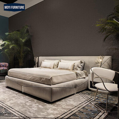 Synthetic Leather Upholstery Material Modern Super King Size Leather Bed Frame Customized Color Platform Bed Design
