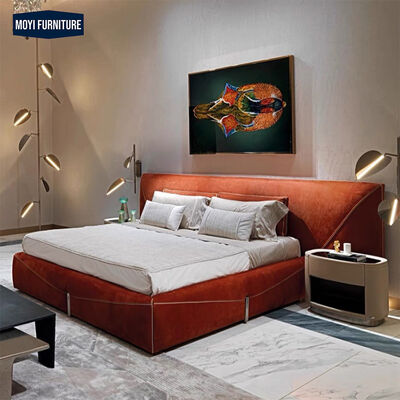 Synthetic Leather Upholstery Material Modern Super King Size Leather Bed Frame Customized Color Platform Bed Design