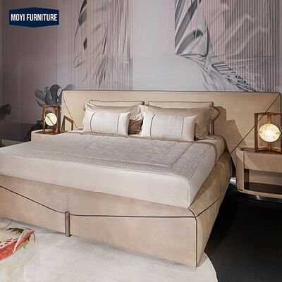 Synthetic Leather Upholstery Material Modern Super King Size Leather Bed Frame Customized Color Platform Bed Design
