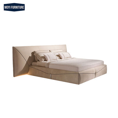 Synthetic Leather Upholstery Material Modern Super King Size Leather Bed Frame Customized Color Platform Bed Design